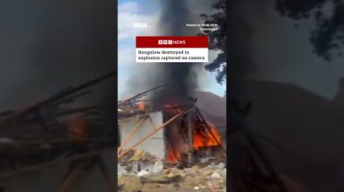 Bungalow destroyed in explosion captured on camera. #BBCNews