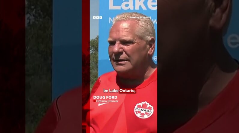Canada installs large Lake Ontario sign in latest jab at US. #BBCNews