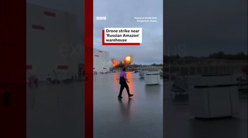 Drone strike near 'Russian Amazon' warehouse. #BBCNews