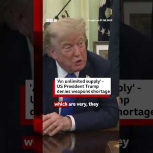 Trump denies US weapons shortage and says information 'leakers' being 'hunted down'. #BBCNews