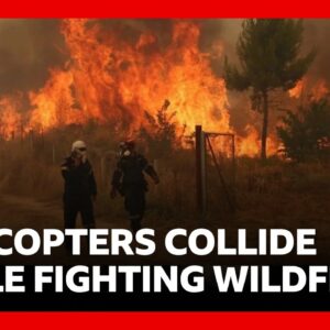 Two die after helicopters collide mid-air in Greece while battling wildfires | BBC News