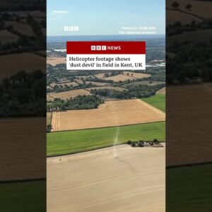 Helicopter footage shows 'dust devil' in field in Kent, UK. #BBCNews