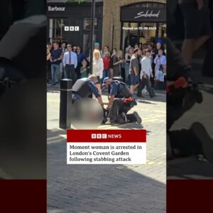Moment woman is arrested in London's Covent Garden following stabbing attack. #BBCNews