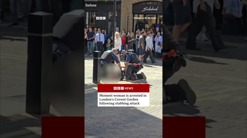 Moment woman is arrested in London's Covent Garden following stabbing attack. #BBCNews