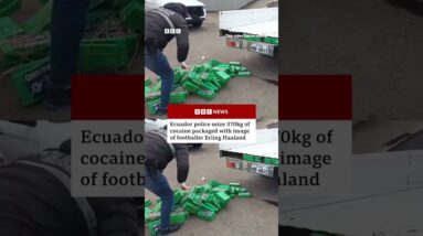 Ecuador police seize 370kg of cocaine packaged with image of footballer Erling Haaland. #BBCNews
