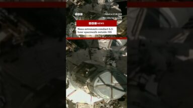 Nasa astronauts conduct 6.5-hour spacewalk outside ISS. #Space #BBCNews