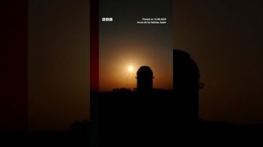 Total solar eclipse seen behind observatory in Spain. #TotalEclipse #SolarEclipse #BBCNews