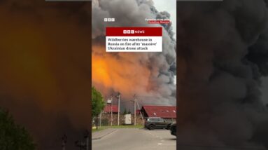 Wildberries warehouse in Russia on fire after 'massive' Ukrainian drone attack. #BBCNews