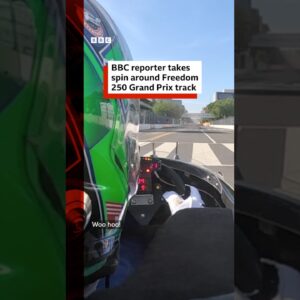 BBC reporter takes 180mph spin around Freedom 250 Grand Prix track. #BBCNews