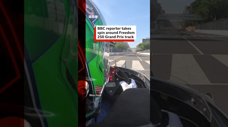 BBC reporter takes 180mph spin around Freedom 250 Grand Prix track. #BBCNews