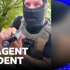 BBC Verify speaks to woman who filmed ICE agent pointing gun at her | BBC News