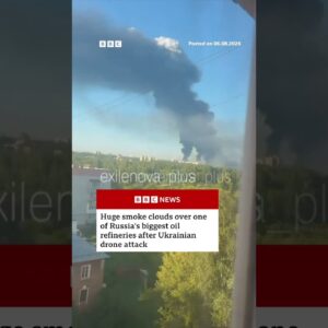 Smoke over one of Russia’s biggest oil refineries after Ukrainian drone attack. #BBCNews | BBC News