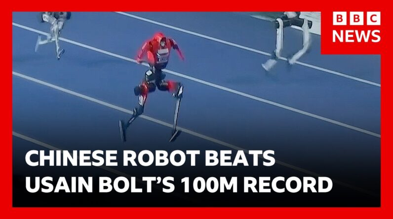 Historic first as Chinese robot beats Usain Bolt's 100m world record at Beijing games | BBC News
