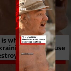 Ukrainian man's house destroyed in strike. #Ukraine #Russia #BBCNews