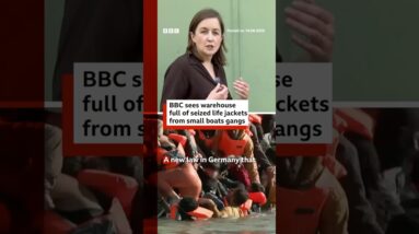 BBC sees warehouse full of seized life jackets from small boats gangs. #Germany #BBCNews