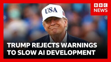 Donald Trump dismisses AI warnings saying his goal is beating China