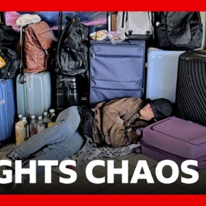 Passengers describe chaos as hundreds more flights cancelled across UK airports | BBC News