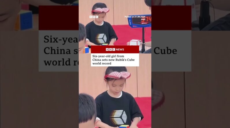 Six-year-old girl from China sets new Rubik's Cube world record. #China #WorldRecord #BBCNews