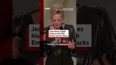 Jean Smart makes history with fifth Emmy win for Hacks. #Emmys #BBCNews