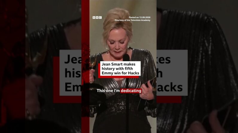 Jean Smart makes history with fifth Emmy win for Hacks. #Emmys #BBCNews
