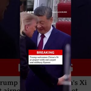 Trump welcomes Xi at airport with red carpet and military flyover. #BBCNews