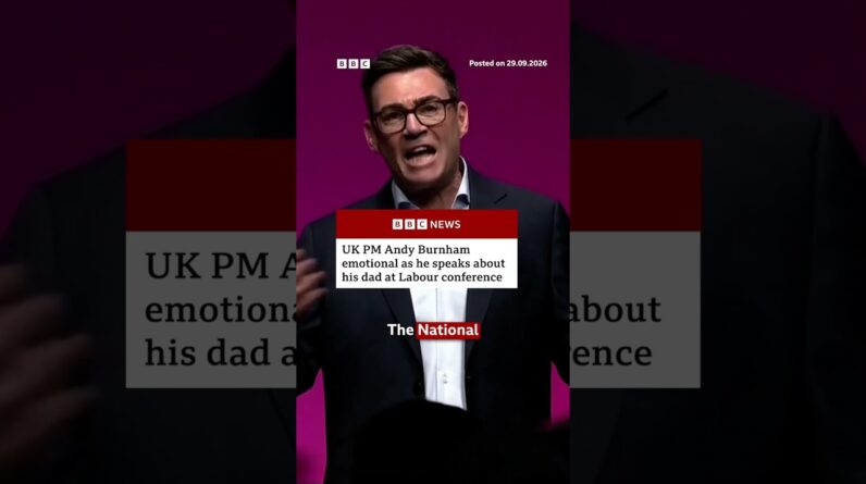 UK PM Andy Burnham emotional as he speaks about his dad at Labour conference. #BBCNews
