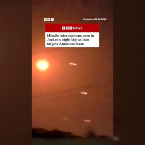 Missile interceptions seen in Jordan’s night sky as Iran targets American base. #BBCNews