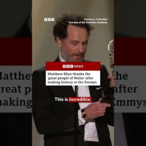 Matthew Rhys thanks the people of Wales after historic Emmy wins. #Emmys #BBCNews