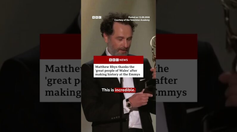 Matthew Rhys thanks the people of Wales after historic Emmy wins. #Emmys #BBCNews