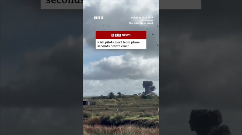 Two RAF pilots ejected from their plane moments before their training aircraft crashed. #BBCNews