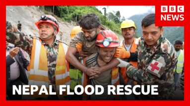Two workers rescued from Nepal tunnel nine days after deadly flash flooding | BBC News