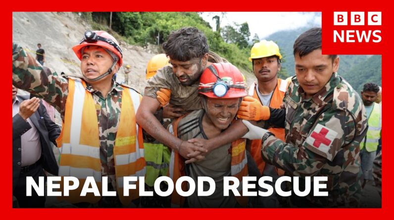 Two workers rescued from Nepal tunnel nine days after deadly flash flooding | BBC News