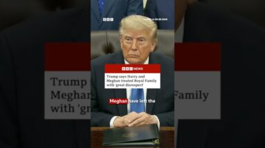 President Trump reacts to Prince Harry and Meaghan leaving the US. #BBCNews