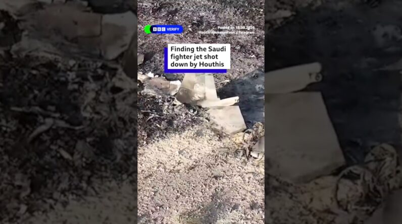 Verified video shows wreckage of Saudi fighter jet shot down over Yemen. #BBCNews