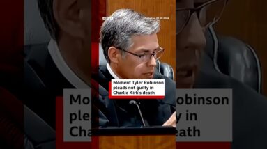 Moment Tyler Robinson pleaded not guilty to the murder of Charlie Kirk. #BBCNews
