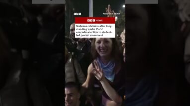 Celebrations in Belgrade after Serbian leader Vučić admits election defeat. #BBCNews