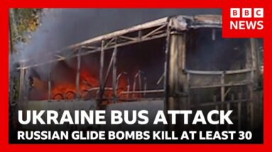 At least 30 dead in Russian glide bomb attacks on buses in Ukraine | BBC News