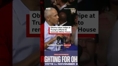 Obama takes a swipe at Trump's White House renovations on campaign trail. #bbcnewsbanglatoday