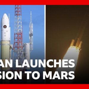 Mission blasts off to Mars to grab a piece of its moon | BBC News