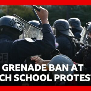 Stun grenades banned in French student protests after teenager's hand blown off | BBC News