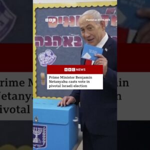 Prime Minister Benjamin Netanyahu casts vote in pivotal Israeli election. #Israel #BBCNews