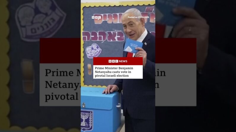 Prime Minister Benjamin Netanyahu casts vote in pivotal Israeli election. #Israel #BBCNews