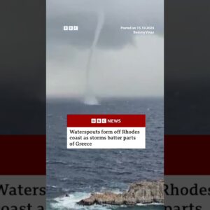 Waterspouts form off Rhodes island as severe storms batter Greece. #Rhodes #Greece #BBCNews