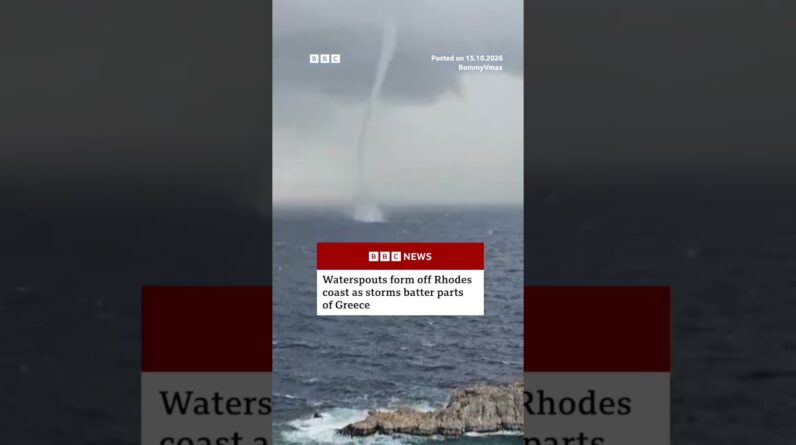 Waterspouts form off Rhodes island as severe storms batter Greece. #Rhodes #Greece #BBCNews