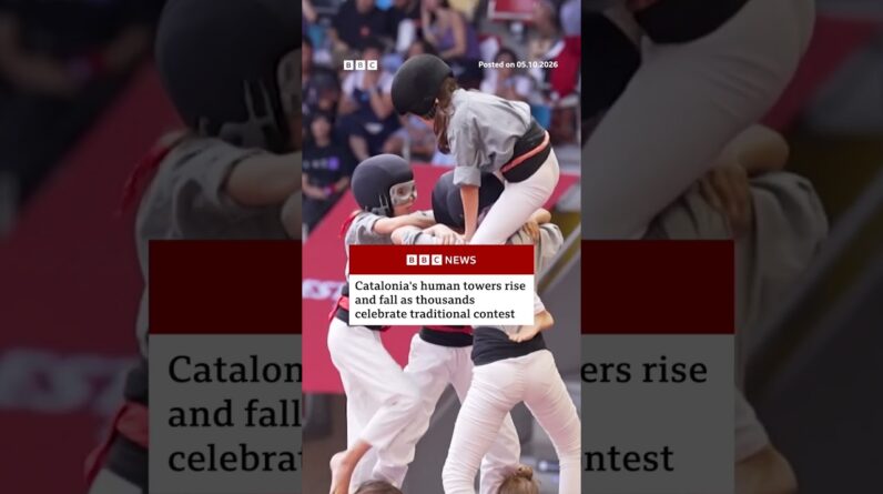 Catalonia's human towers rise and fall as thousands celebrate traditional contest. #BBCNews