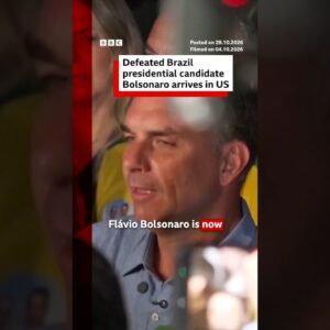 Defeated Brazilian presidential candidate Flávio Bolsonaro arrives in US. #BBCNews