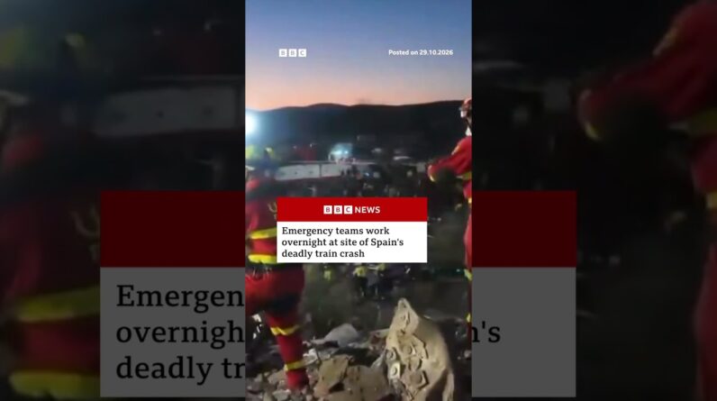 Emergency teams work overnight at site of Spain's deadly train crash. #Spain #Trains #BBCNews