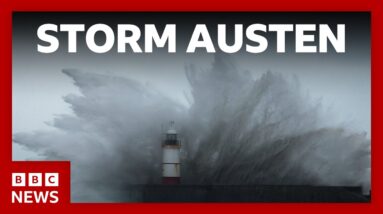 Storm Austen hits parts of UK leaving thousands without power and disrupting travel | BBC News