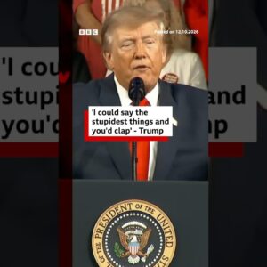 Trump tells rally "I could say the stupidest thing and you'd clap me'. #Trump #BBCNews