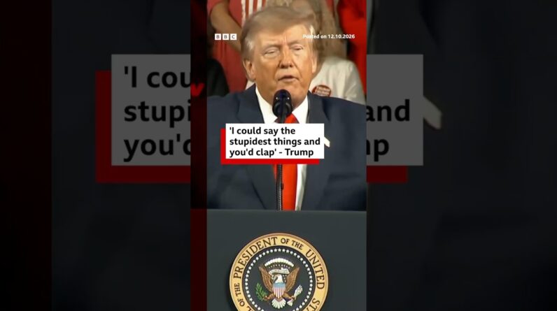 Trump tells rally "I could say the stupidest thing and you'd clap me'. #Trump #BBCNews